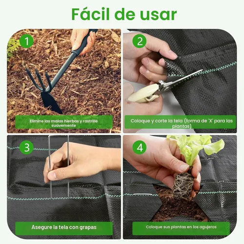 Vista 5 de Tela de Barrera de Malezas, Tela de Paisajismo de 4x300 pies, Tela Geotextil Tejida Resistente y Duradera de 3.2 oz, Alfombrilla de Cubierta