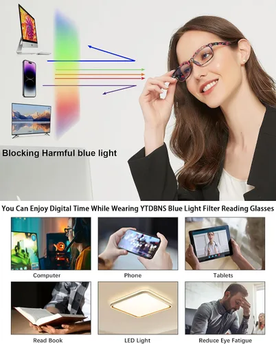 Vista 5 de Lentes de lectura para mujer, elegantes lectores con bloqueo de luz azul, anteojos para mujer, anteojos de computadora de moda