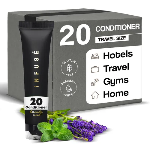 Vista 13 de Infuse Black Hotel Toiletries Bulk Acondicionador de 1 oz Tamaño de viaje Para hoteles, alquileres de vacaciones, gimnasio, lujo, aeropuerto