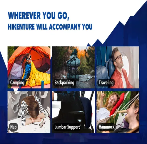 Vista 7 de Hikenture - Almohada inflable para acampar con funda extraíble Azul