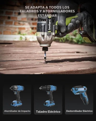 Vista 2 de toolant Juego completo de brocas de impacto de acero S2, 40 piezas con soporte magnético y estuche de almacenamiento, hexagonal, Torx, Phillips