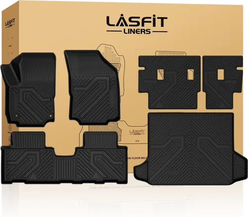 Vista 19 de LASFIT - Tapetes de suelo y maletero de auto, ajuste personalizado, de TPE, para todo tipo de clima, impermeable, juego completo, negros