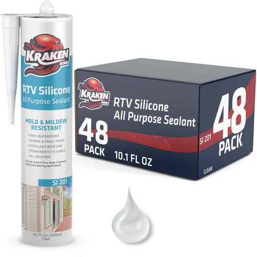 Vista 12 de Kraken Bond Sellador de silicona negro resistente al agua Cartucho de 100 a 10 onzas líquidas, RTV silicona para calafatear cocina y baño, todo uso