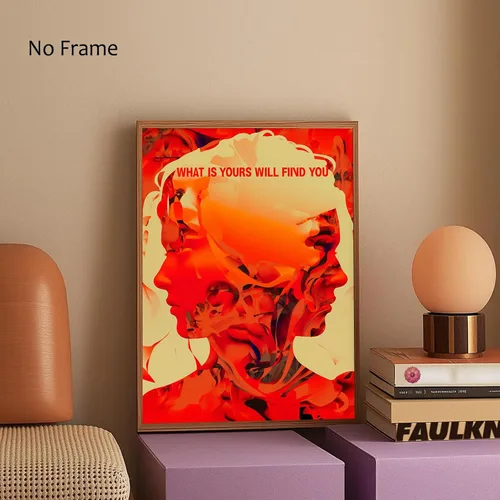 Vista 7 de Pósteres retro hippie trippy vintage rojo de los años 70 y 80, arte de pared de moda, impresiones en lienzo con citas inspiradoras de afirmación