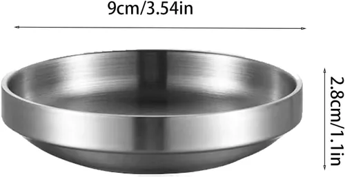 Vista 7 de Incauca Platos de salsa de soja de acero inoxidable de 3.5 pulgadas, mini cuencos de doble pared para chips y salsas, moldes de salsa, tazas