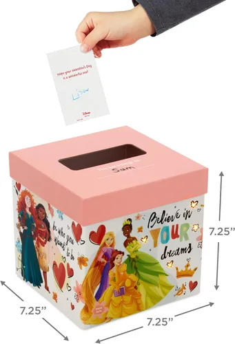 Vista 3 de Hallmark Disney Princess - Tarjetas de San Valentín para niños, intercambio de aula escolar y buzón con luz y sonido