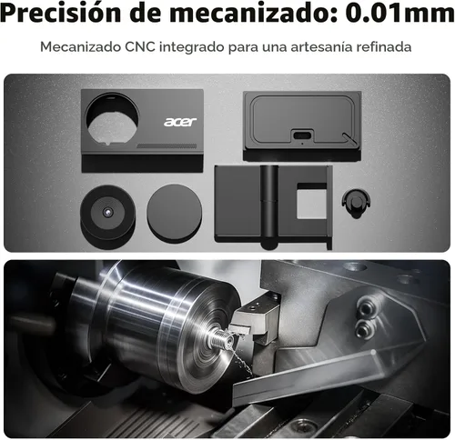 Vista 7 de Acer Cámara web 4K para PC/Mac con cuerpo unibody de metal completo esculpido, sensor Sony de 1/2", PDAF, 2 micrófonos de reducción de ruido