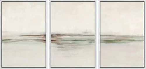 Vista 17 de SIGNFORD - Set de obras de arte en lienzo enmarcado para pared, ilustraciones abstractas de neblina del desierto en tonos neutros beige y marrón