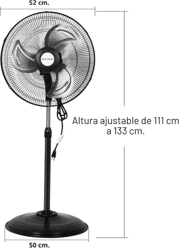 Vista 7 de BILT HARD - Ventilador de pie industrial de metal, resistente, de alta velocidad, oscilante, aspas de aluminio, 3 velocidades y certificado UL