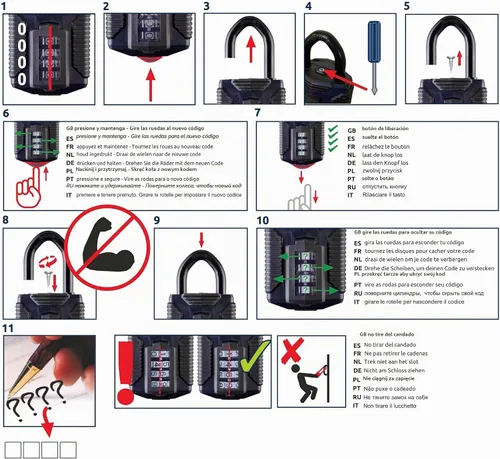Vista 9 de Squire Candado resistente (CP50) – Grillete de acero más resistente – Candado combinado de 4 ruedas – Acero aleado para resistencia a la corrosión