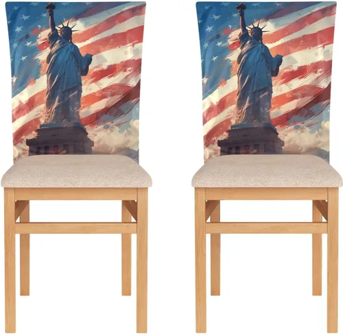 Vista 2 de 4th of July Independence Day White Liberty Decorative Covers for Chairs for Dining Room Chairs Soft Waterproof Chair Covers for Dining Chairs