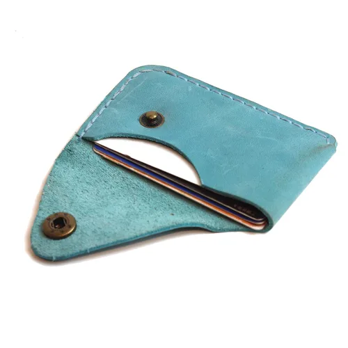 Vista 2 de Genuine Leather slim Card Case Wallet Front Pocket Card Organizer Leather Card Holder Wallet