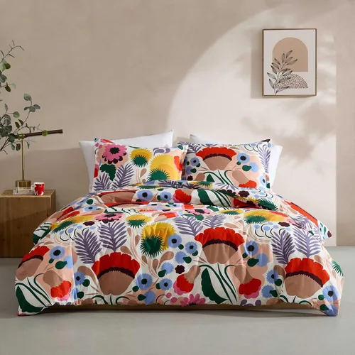Vista 27 de Marimekko - Juego de funda de edredón tamaño Queen, ropa de cama de algodón con fundas a juego y cierre de botón, decoración del hogar para todas