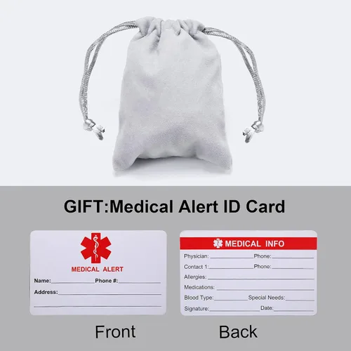 Vista 6 de Pulseras de identificación médica personalizadas para hombres y mujeres pulseras de alerta médica de emergencia grabado gratuito pulsera de nailon