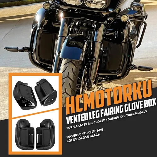 Vista 3 de Carenados de Pierna Inferiores Ventilados Guantera con Luces de Señales de Giro LED Compatibles con Harley Touring CVO Street Glide FLHX Road Glide