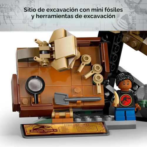 Vista 5 de LEGO Jurassic World Fósiles de Dinosaurio Cráneo de Triceratops Juguete - Juguete de Dinosaurio Conjunto de Construcción de Fósiles para Niños