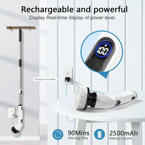 Vista 5 de TUYU Depurador eléctrico giratorio, cepillo de limpieza inalámbrico para Negro