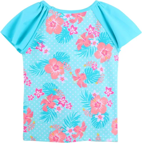Vista 4 de TFJH E Traje de baño de dos piezas para niñas con estampado de puntos de mariposa UPF 50+ UV 3-10Y