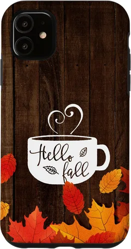 Vista 8 de Hello Fall - Taza de café para iPhone 16, diseño de hojas de otoño