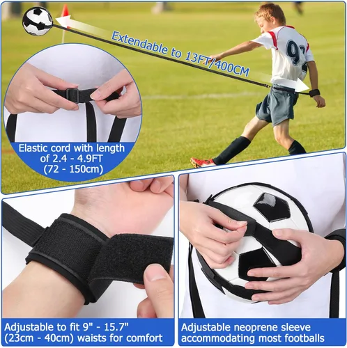 Vista 3 de Football Kick Trainer, Soccer Return Trainer Net Fits Ball Size 3, 4, 5, Hands-Free Soccer Kick Throw Training Aid