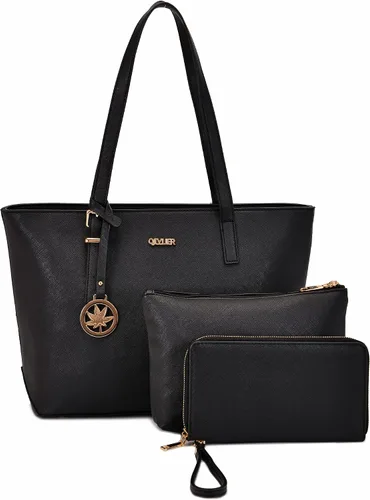 Vista 7 de Monederos para mujer, conjuntos de cartera, bolsas de hombro, asa superior, bolsa de trabajo, con cartera a juego, 3 piezas