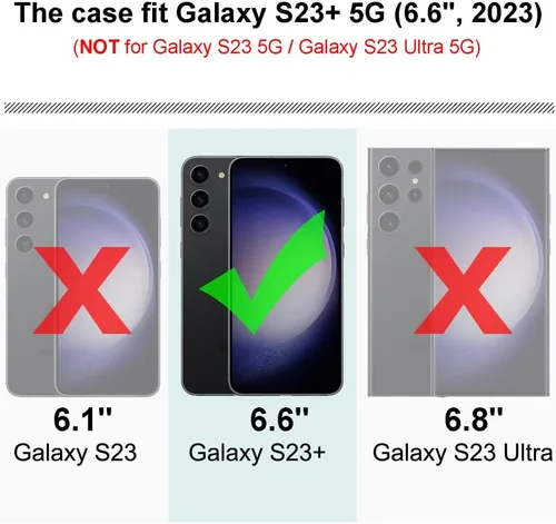 Vista 2 de Funda para Samsung Galaxy S23 Plus, a prueba de golpes, con soporte de anillo giratorio integrado + protector de pantalla de vidrio templado