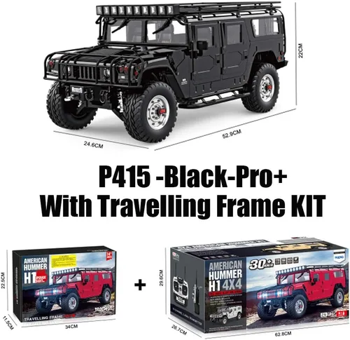 Vista 2 de 1/10 US GM Hummer H1 Camión Militar 4WD Crawler RTR Pro con marco de viaje Negro