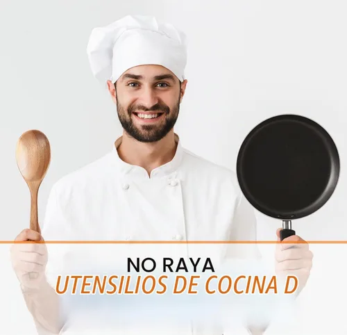 Vista 6 de Cucharas de madera para cocinar, utensilios de cocina de acacia sólida