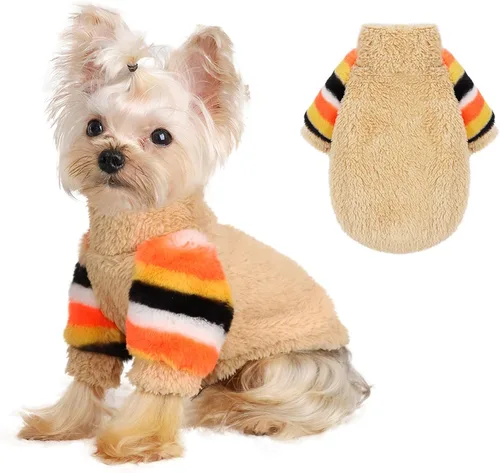 Vista 9 de Suéter de perro para perros pequeños, ropa de invierno para niños y niñas, machos y hembras, sudaderas con capucha de forro polar cálido para Verde
