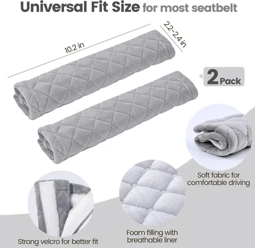 Vista 4 de Amooca Fundas Suaves para Cinturón de Seguridad del Automóvil Almohadillas de Hombro para Cinturón de Seguridad 2 PCS Ajuste Universal para Todos A
