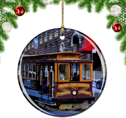 Vista 60 de California San Francisco 16 Avenue Tiled Steps USA Christmas Tree Ornamento Decoración Colgante Colgante Decoración Ciudad Viaje Souvenir Colección