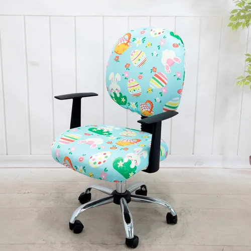 Vista 3 de Funda para silla de oficina de Pascua, funda protectora dividida y elástica universal para silla de trabajo, silla giratoria de computadora, silla