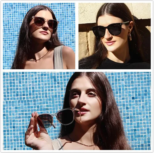 Vista 39 de FIMILU Paquete de 2 lentes de sol polarizados para mujer, lentes de protección UV400, montura grande, lentes de moda, elegantes