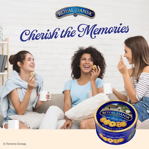 Vista 10 de Royal Dansk Galletas de mantequilla danesas, galletas surtidas de primera calidad en una lata de regalo, ideales para compartir y regalar, 24 onzas
