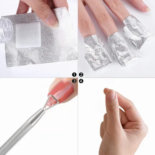 Vista 4 de BTYMS 400 unidades de gel removedor de esmalte de uñas, envolturas de papel de aluminio, almohadillas de algodón para remojar las toallitas de uñas