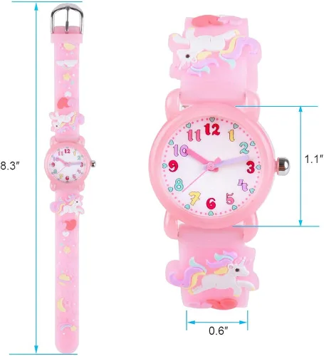 Vista 4 de Venhoo Reloj de pulsera de silicona impermeable para niños de 3 a 10 años con diseño de dibujos animados en 3D