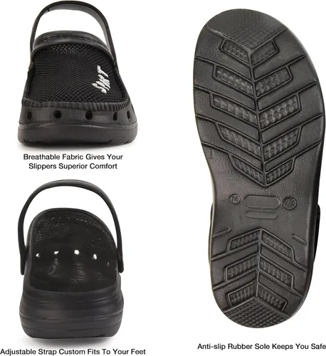 Vista 3 de Roxoni Zuecos deportivos de goma para hombre con parte superior de malla transpirable