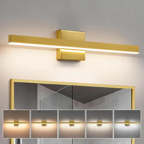 Vista 13 de KAISITE Luz de Baño Moderna Negra - Lámpara de Tocador LED Regulable de 5CCT de 24 Pulgadas para Espejo Negro