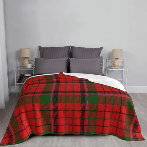 Vista 6 de Manta de forro polar ultra suave con cuadrícula roja para sofá cama