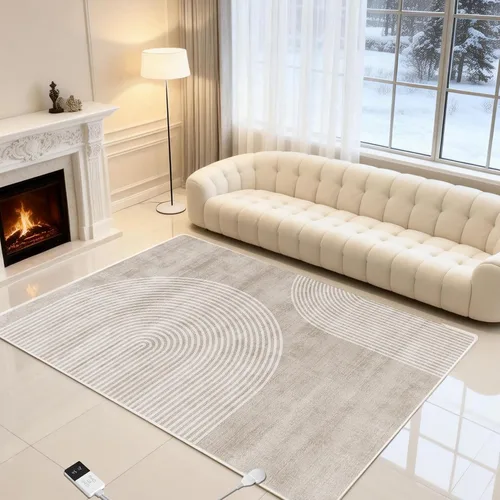 Vista 7 de Alfombra térmica eléctrica de 4.6 x 6.6 pies, alfombra de felpa suave con temporizador, calentamiento rápido para oficina, sala de estar, comedor