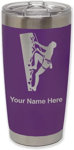 Vista 20 de LaserGram 20oz Vacuum Insulated Tumbler Mug, Rock Climber, Personalized Engraving Included (Coral)