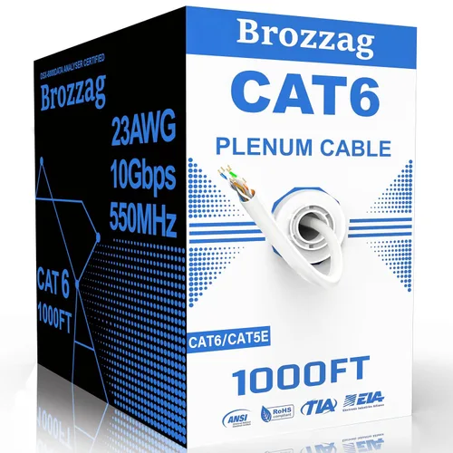 Vista 22 de Cable Ethernet de 20 pies para Cat6/Cat5E, 10 Gbps compatible con Cat8/Cat7, cable de red 24AWG para interiores y exteriores, entierro directo Negro