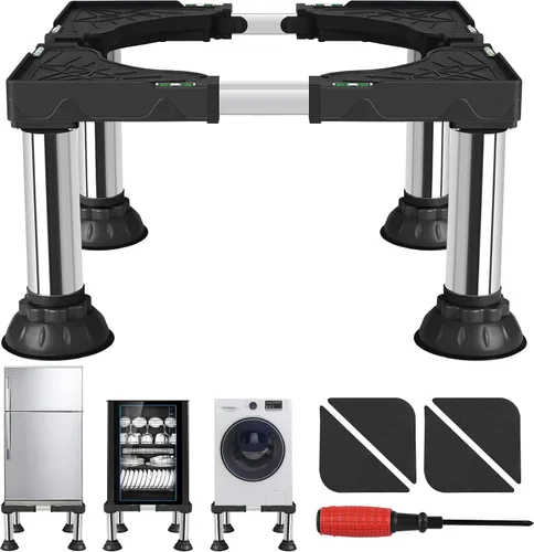 Vista 6 de ToLanbbt Soporte para Mini Nevera de Altura Ajustable 4.1"-5.1" Base de Soporte para Lavadora y Secadora con 4 Pies Resistentes Soporte para Máquina