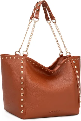 Vista 9 de Montana West - Bolso de mano grande para mujer con asa superior sobredimensionada y bolsos con cadena XL-negro