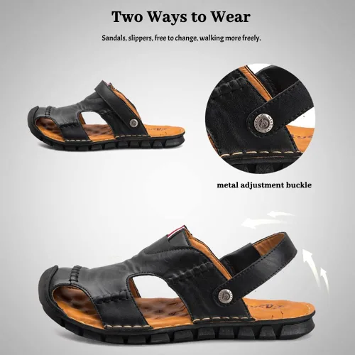 Vista 5 de Maylrvjv Sandalias deportivas para hombre al aire libre, ligeras, cómodas, para senderismo, caminar, de cuero, informales, zapatos de agua