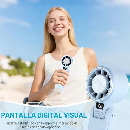 Vista 7 de PlayHot Ventilador de mano portátil mejorado con enfriamiento de hielo de 60 °F, hasta 12 horas ventiladores personales recargables portátiles, 5