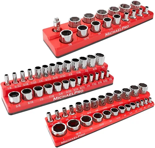 Vista 8 de MichaelPro MP014002 - Organizador magnético de zócalos, bandeja organizadora magnética de 3 piezas de 1/4 pulgadas, 3/8 pulgadas y 1/2 pulgadas
