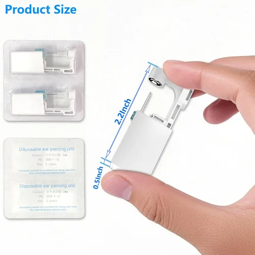 Vista 8 de Kit de perforación de orejas YINPAD - Pistola de perforación desechable cargada previamente con clavos de diferentes estilos de 5MM, kit