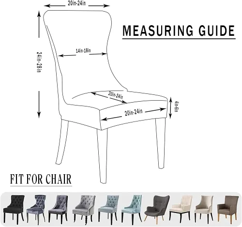 Vista 5 de XMNTG Juego de 1 funda elástica de jacquard para silla con respaldo de ala, fundas reutilizables y lavables para sillas de comedor, para banquetes