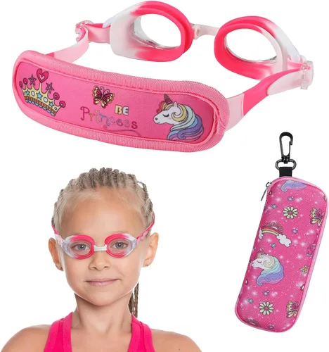 Vista 10 de Gafas de natación para niños de 2 a 6 años, gafas para niños sin jalar el cabello, gafas para niños con banda para la cabeza acolchada